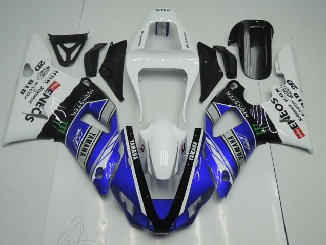 00-01 Blue White ENEOS Monster Yamaha YZF R1 Motorcycle Fairings 00-01 Blue White ENEOS Monster Yamaha YZF R1 Motorcycle Fairings