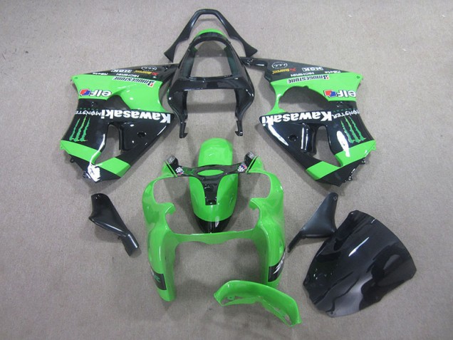00-02 Black Green Monster Kawasaki ZX6R Motorcycle Fairings 00-02 Black Green Monster Kawasaki ZX6R Motorcycle Fairings