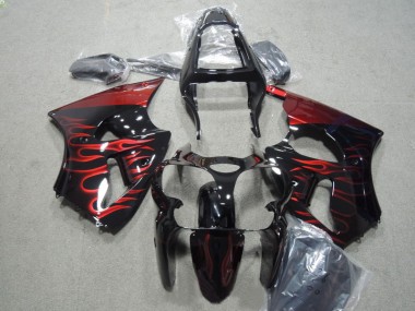 00-02 Black Red Flame Kawasaki ZX6R Motorcycle Fairing