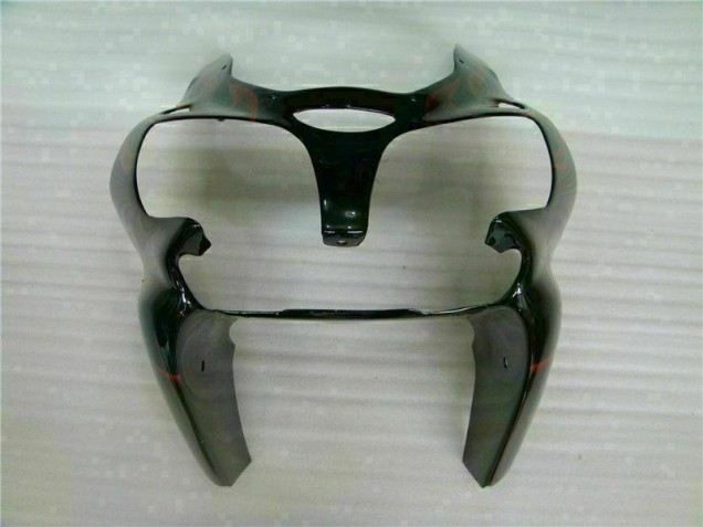00-02 Black Red Flame Kawasaki ZX6R Motorcycle Fairings 00-02 Black Red Flame Kawasaki ZX6R Motorcycle Fairings