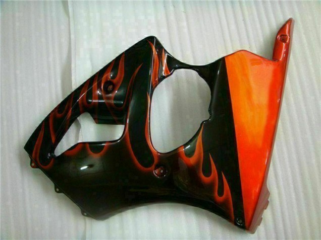 00-02 Black Red Flame Kawasaki ZX6R Motorcycle Fairings 00-02 Black Red Flame Kawasaki ZX6R Motorcycle Fairings