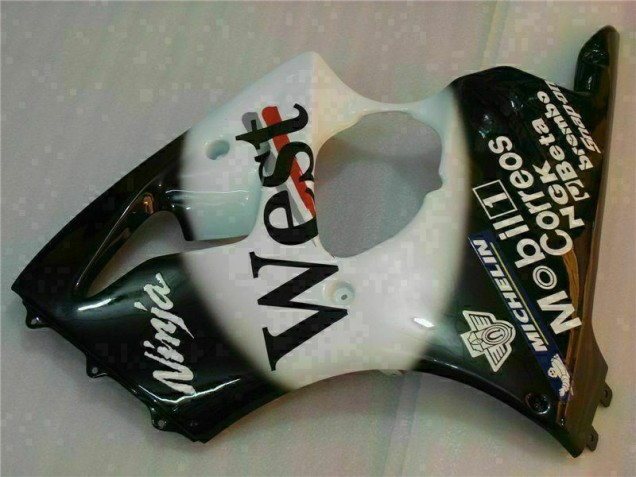 00-02 Black West Ninja Kawasaki ZX6R Motorcycle Fairings 00-02 Black West Ninja Kawasaki ZX6R Motorcycle Fairings