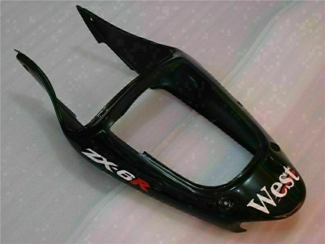 00-02 Black West Ninja Kawasaki ZX6R Motorcycle Fairings 00-02 Black West Ninja Kawasaki ZX6R Motorcycle Fairings