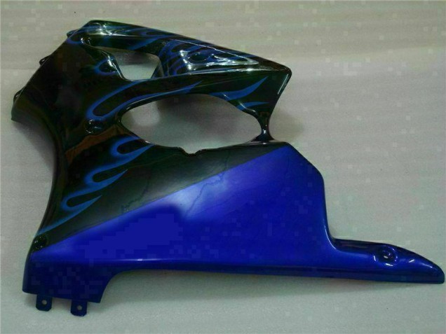 00-02 Black with Blue Flame Kawasaki ZX6R Motorcycle Fairings 00-02 Black with Blue Flame Kawasaki ZX6R Motorcycle Fairings