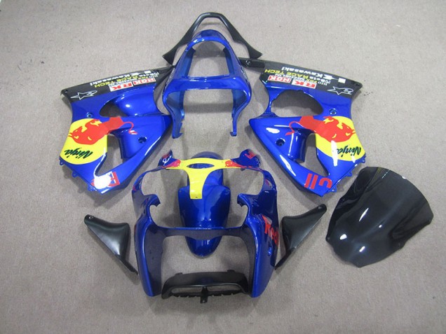 00-02 Blue Red Bull Ninja Kawasaki ZX6R Motorcycle Fairings 00-02 Blue Red Bull Ninja Kawasaki ZX6R Motorcycle Fairings