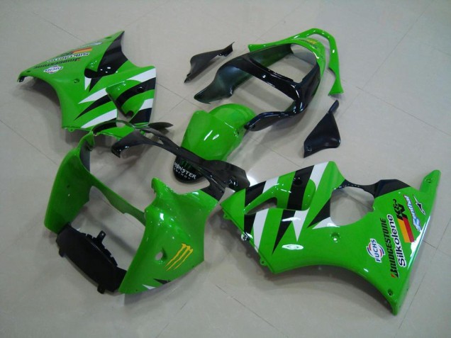 00-02 Green Black Kawasaki ZX6R Motorcycle Fairings 00-02 Green Black Kawasaki ZX6R Motorcycle Fairings