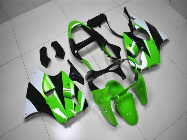00-02 Green White Black Kawasaki ZX6R Motorcycle Fairings 00-02 Green White Black Kawasaki ZX6R Motorcycle Fairings