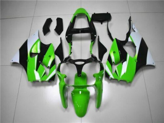 00-02 Green White Black Kawasaki ZX6R Motorcycle Fairings 00-02 Green White Black Kawasaki ZX6R Motorcycle Fairings