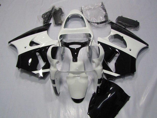 00-02 White Black Kawasaki ZX6R Motorcycle Fairings 00-02 White Black Kawasaki ZX6R Motorcycle Fairings