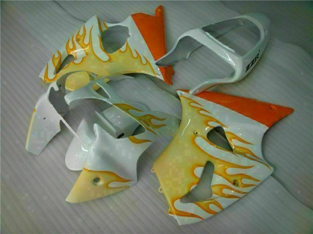 00-02 White Yellow Flame Kawasaki ZX6R Motorcycle Fairings 00-02 White Yellow Flame Kawasaki ZX6R Motorcycle Fairings