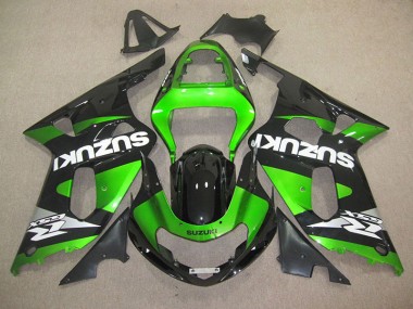 01-03 Black Green Suzuki GSXR 600 Motorcycle Fairings