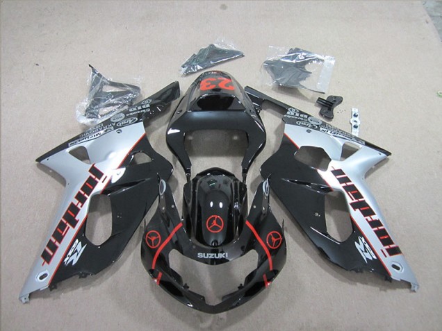 01-03 Black Red 23 Suzuki GSXR 600 Motorcycle Fairings 01-03 Black Red 23 Suzuki GSXR 600 Motorcycle Fairings