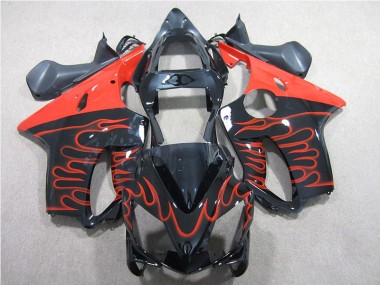 01-03 Black Red Flame Honda CBR600 F4i Motorcycle Fairings