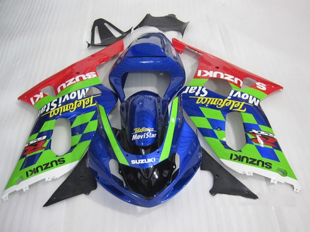 01-03 Blue Green Red Telefumia Movistar Suzuki GSXR 600 Motorcycle Fairings 01-03 Blue Green Red Telefumia Movistar Suzuki GSXR 600 Motorcycle Fairings