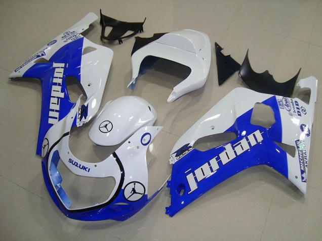 01-03 Blue White Jordan Suzuki GSXR 750 Motorcycle Fairings 01-03 Blue White Jordan Suzuki GSXR 750 Motorcycle Fairings