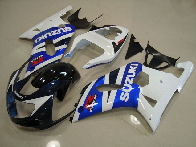 01-03 Blue White Suzuki GSXR 750 Motorcycle Fairings 01-03 Blue White Suzuki GSXR 750 Motorcycle Fairings