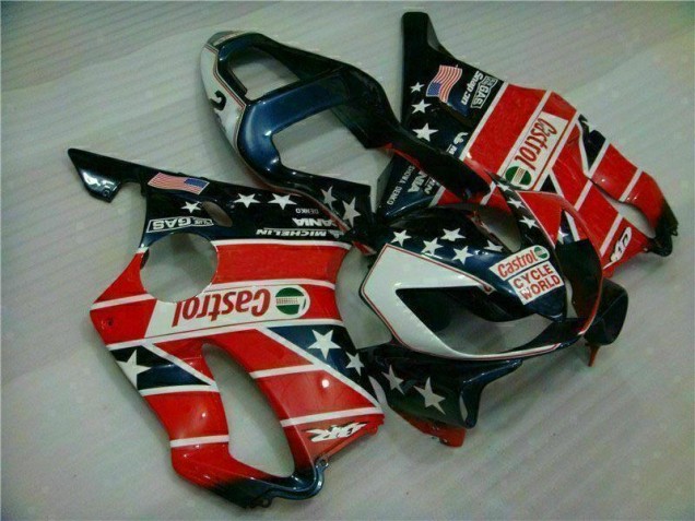 01-03 Red White Blue Castrol Cycle World Honda CBR600 F4i Motorcycle Fairings 01-03 Red White Blue Castrol Cycle World Honda CBR600 F4i Motorcycle Fairings