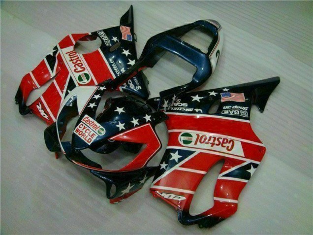 01-03 Red White Blue Castrol Cycle World Honda CBR600 F4i Motorcycle Fairings 01-03 Red White Blue Castrol Cycle World Honda CBR600 F4i Motorcycle Fairings
