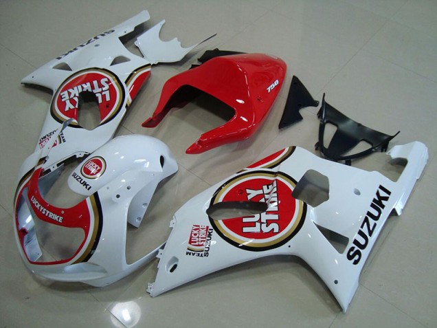01-03 Red White Lucky Strike Suzuki GSXR 750 Motorcycle Fairings 01-03 Red White Lucky Strike Suzuki GSXR 750 Motorcycle Fairings