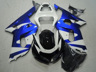 01-03 White Blue Suzuki GSXR 600 Motorcycle Fairings