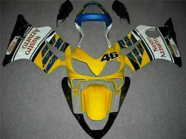 01-03 Yellow White Honda CBR600 F4i Motorcycle Fairings