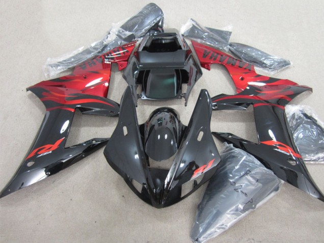02-03 Black Red Decal Yamaha YZF R1 Motorcycle Fairings 02-03 Black Red Decal Yamaha YZF R1 Motorcycle Fairings