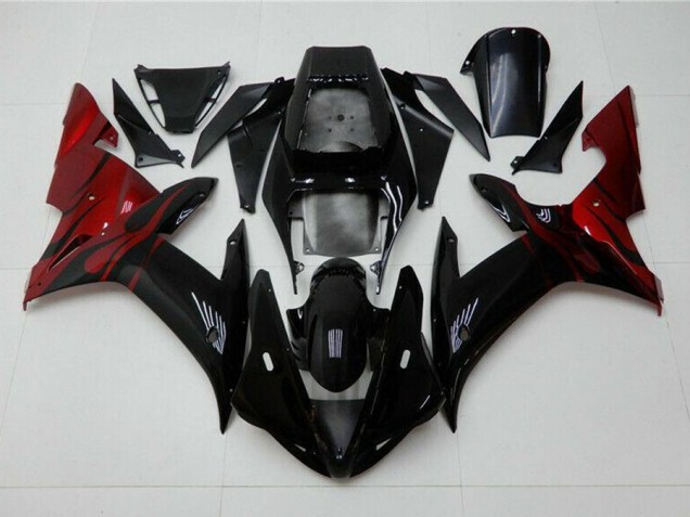 02-03 Black Red Yamaha YZF R1 Motorcycle Fairings 02-03 Black Red Yamaha YZF R1 Motorcycle Fairings