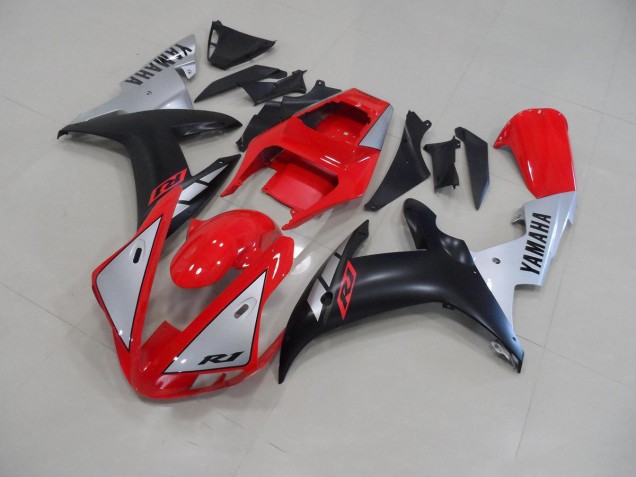 02-03 Red Matte Silver Yamaha YZF R1 Motorcycle Fairings 02-03 Red Matte Silver Yamaha YZF R1 Motorcycle Fairings