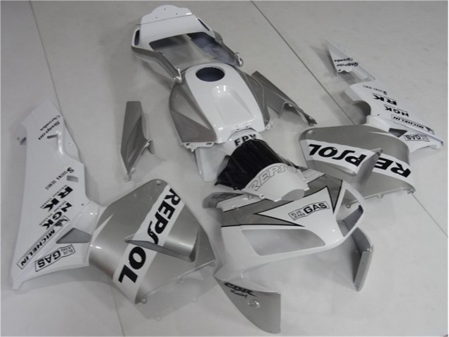 03-04 Silver White Black Repsol Honda CBR600RR Motorcycle Fairing 03-04 Silver White Black Repsol Honda CBR600RR Motorcycle Fairing