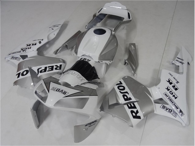 03-04 Silver White Black Repsol Honda CBR600RR Motorcycle Fairing 03-04 Silver White Black Repsol Honda CBR600RR Motorcycle Fairing