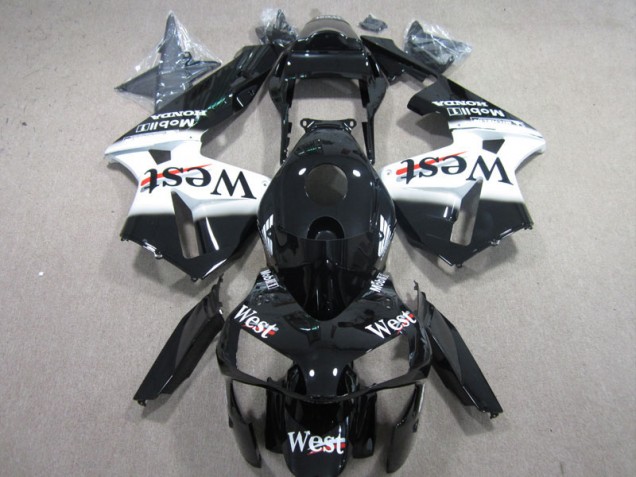 03-04 West White Black Honda CBR600RR Motorcycle Fairings 03-04 West White Black Honda CBR600RR Motorcycle Fairings