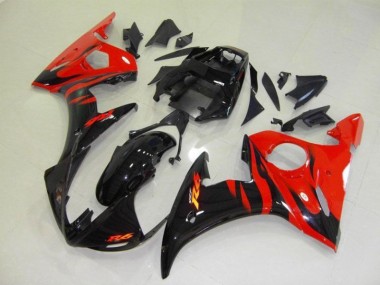 03-05 Black Red Flame Yamaha YZF R6 Motorcycle Fairing