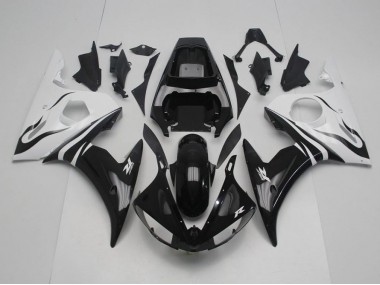 03-05 Black and White Yamaha YZF R6 Motorcycle Fairings