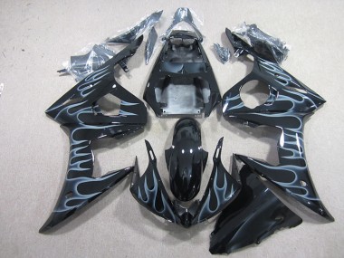 03-05 Black with Flame Yamaha YZF R6 Motorcycle Fairings