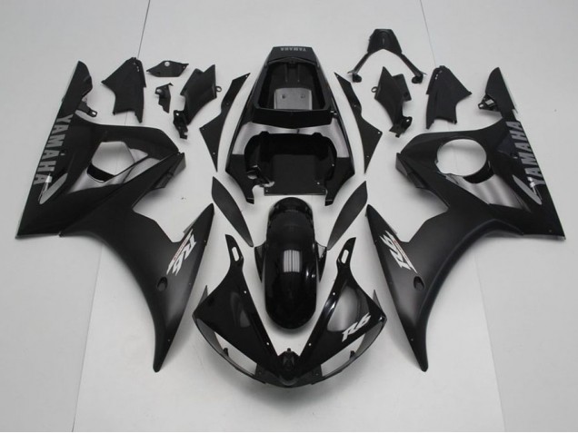 03-05 Black with Silver Decals Yamaha YZF R6 Motorcycle Fairings 03-05 Black with Silver Decals Yamaha YZF R6 Motorcycle Fairings