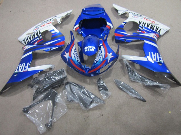 03-05 Blue White Motul Fiat Yamaha YZF R6 Motorcycle Fairing 03-05 Blue White Motul Fiat Yamaha YZF R6 Motorcycle Fairing