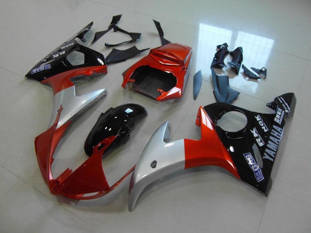 03-05 Orange Silver Black Yamaha YZF R6 Motorcycle Fairings 03-05 Orange Silver Black Yamaha YZF R6 Motorcycle Fairings