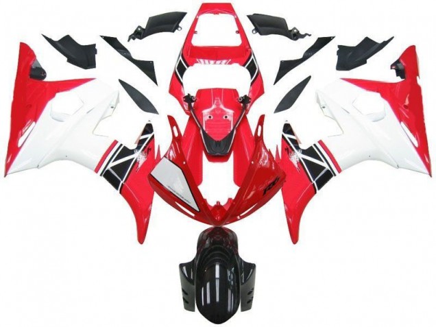 03-05 Red White Black Yamaha YZF R6 Motorcycle Fairing 03-05 Red White Black Yamaha YZF R6 Motorcycle Fairing