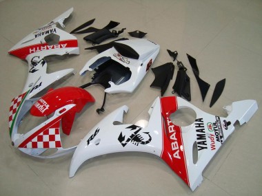 03-05 Red White Yamaha YZF R6 Full Motorcycle Fairing Kits