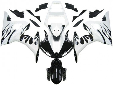 03-05 White Flame Black Yamaha YZF R6 Motorcycle Fairings