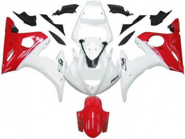 03-05 White Red Yamaha YZF R6 Motorcycle Fairings