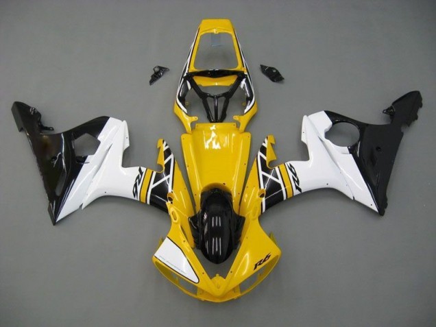03-05 Yellow White Black Yamaha YZF R6 Motorcycle Fairings 03-05 Yellow White Black Yamaha YZF R6 Motorcycle Fairings
