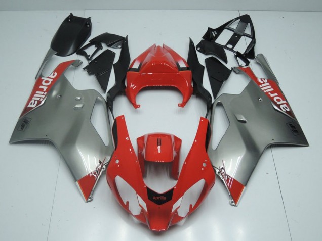 03-06 Silver and Red Aprilia RSV1000 Motorcycle Fairings 03-06 Silver and Red Aprilia RSV1000 Motorcycle Fairings