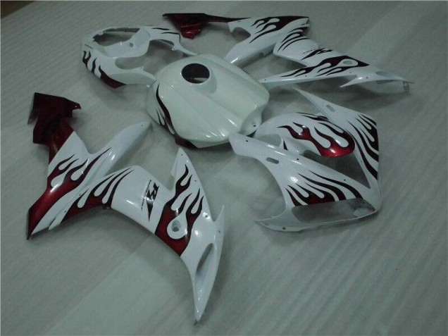 04-06 White Red Flame Yamaha YZF R1 Motorcycle Fairings 04-06 White Red Flame Yamaha YZF R1 Motorcycle Fairings