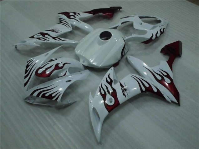 04-06 White Red Flame Yamaha YZF R1 Motorcycle Fairings 04-06 White Red Flame Yamaha YZF R1 Motorcycle Fairings