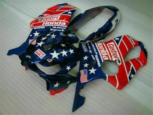 04-07 Blue Red Castrol Cycle World Honda CBR600 F4i Motorcycle Fairings 04-07 Blue Red Castrol Cycle World Honda CBR600 F4i Motorcycle Fairings