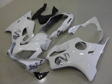 04-07 White with Black Dragon Honda CBR600 F4i Motorcycle Fairings