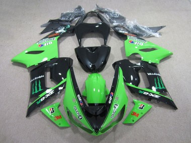 05-06 Black Green 3M Touch4 Monster Kawasaki ZX6R Motorcycle Fairings