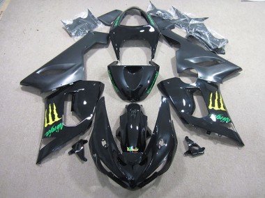 05-06 Black Green Ninja Kawasaki ZX6R Motorcycle Fairings