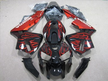 05-06 Black Red Flame Honda CBR600RR Motorcycle Fairings